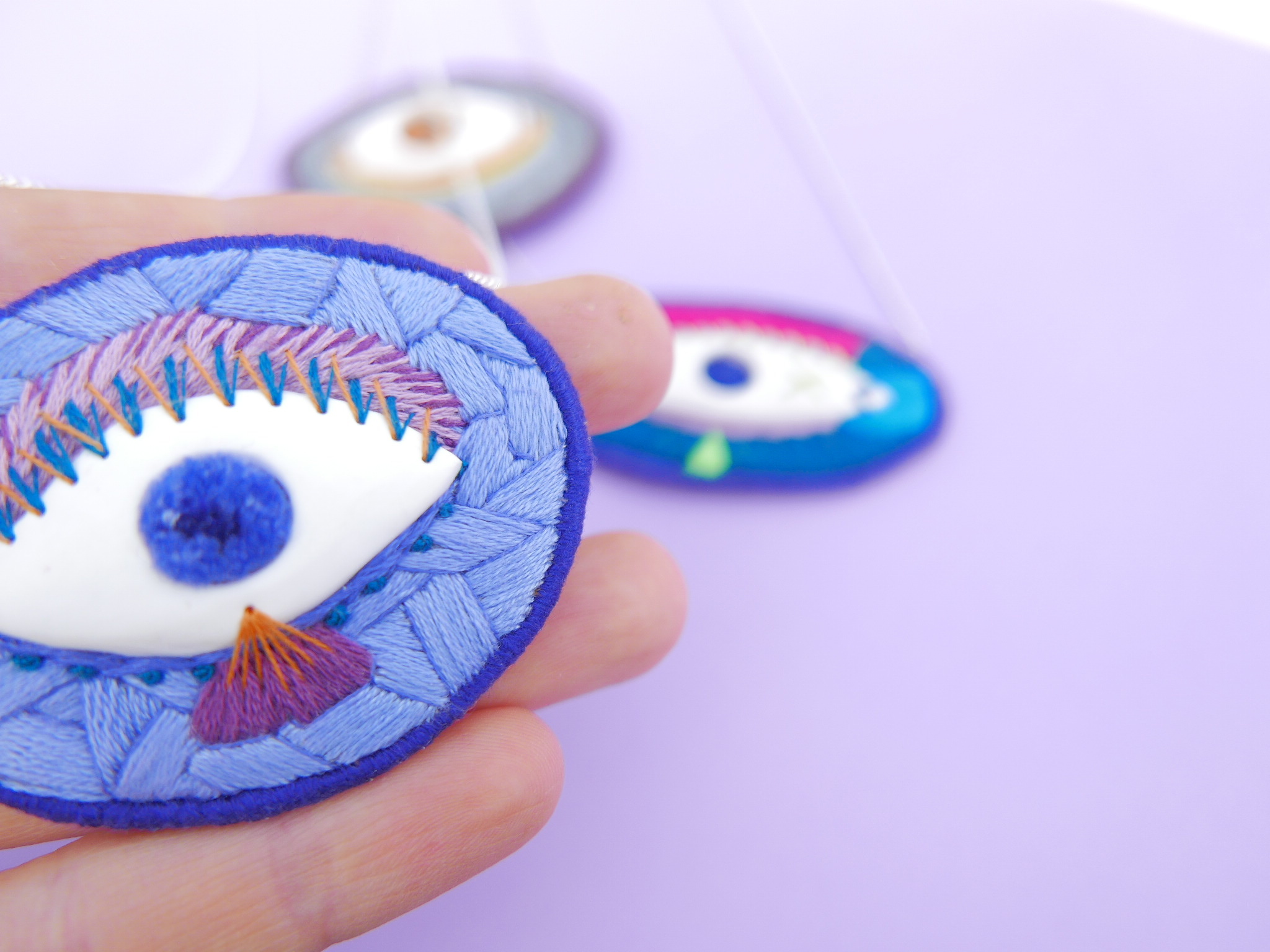 embroidered necklace eye