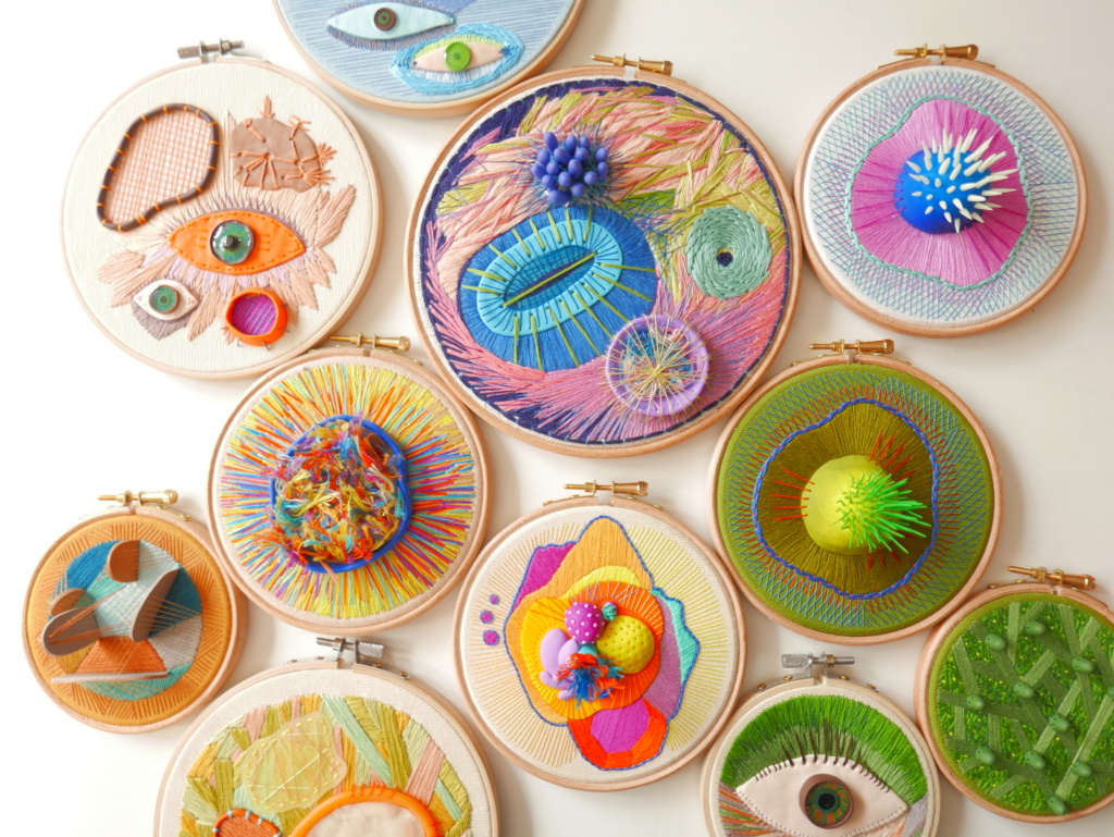 colorful hand embroidered hoops