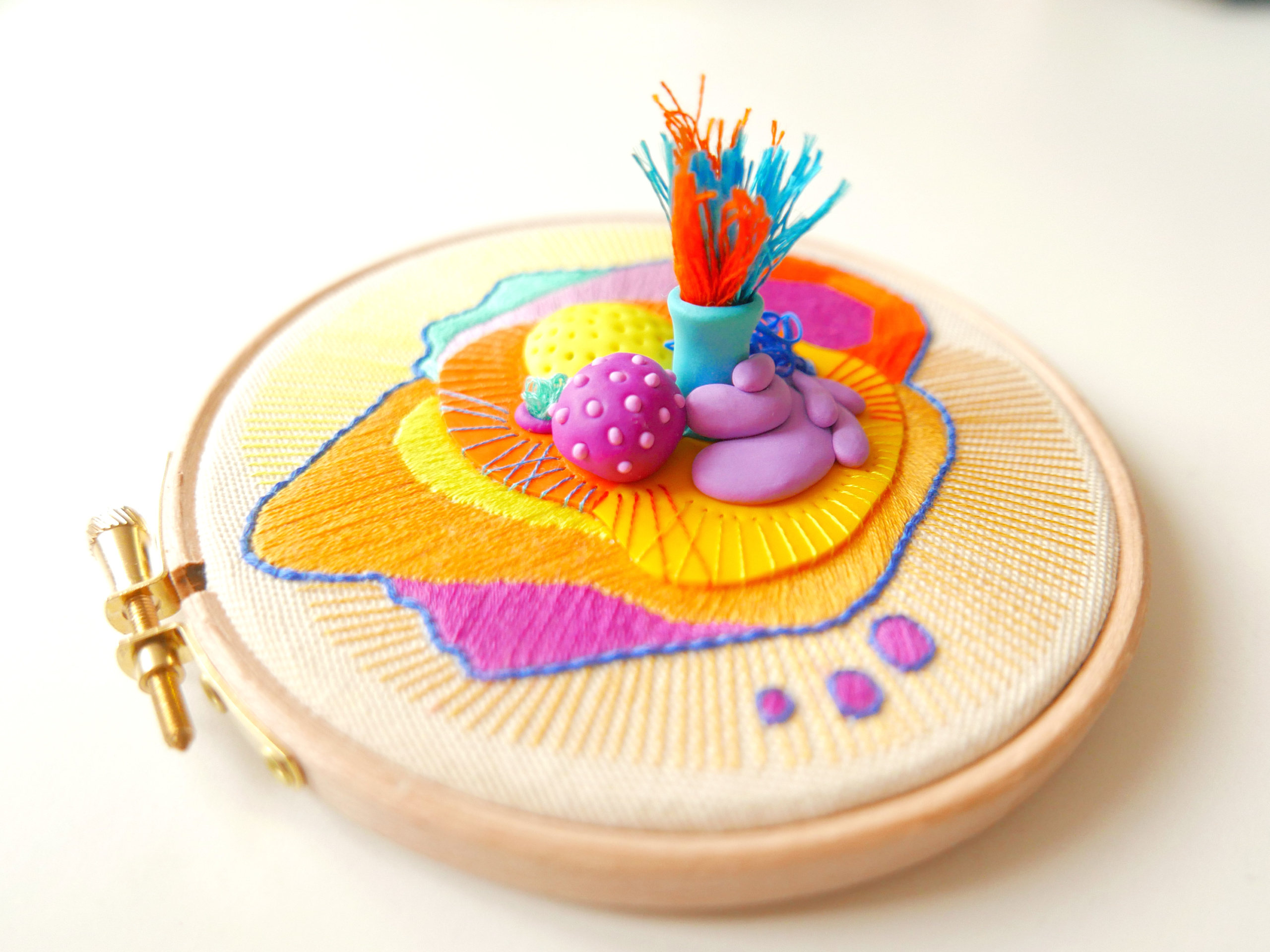 Modern embroidery hoop art