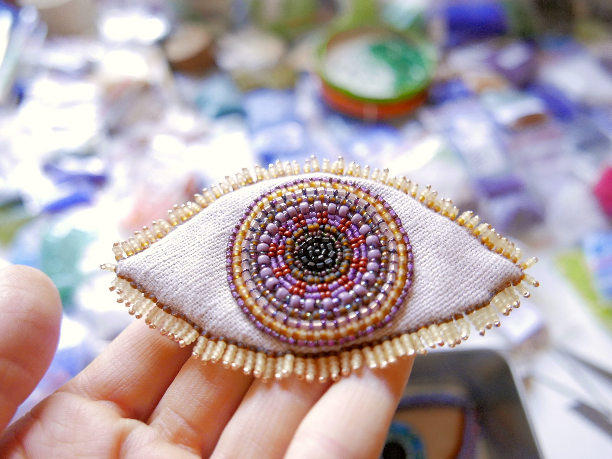 Patch 'Light Topaz'- hand beaded and embroidered sew on patch