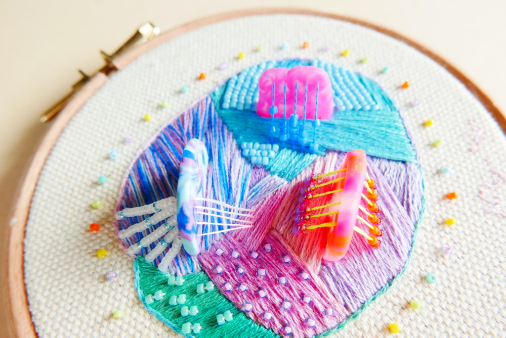 'Sugary sweet memory' 3D embroidery on hoop by Nibyniebo - Image 2